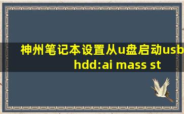 神州笔记本设置从u盘启动usb hdd:ai mass st